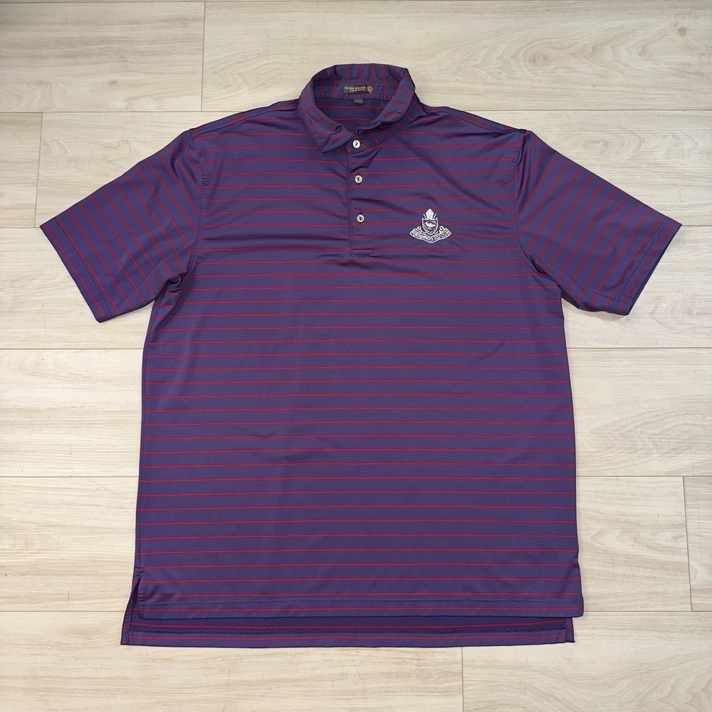 Peter Millar Summer Comfort Polo‎ Purple Striped Short Sleeve Men's XL Prep Golf
